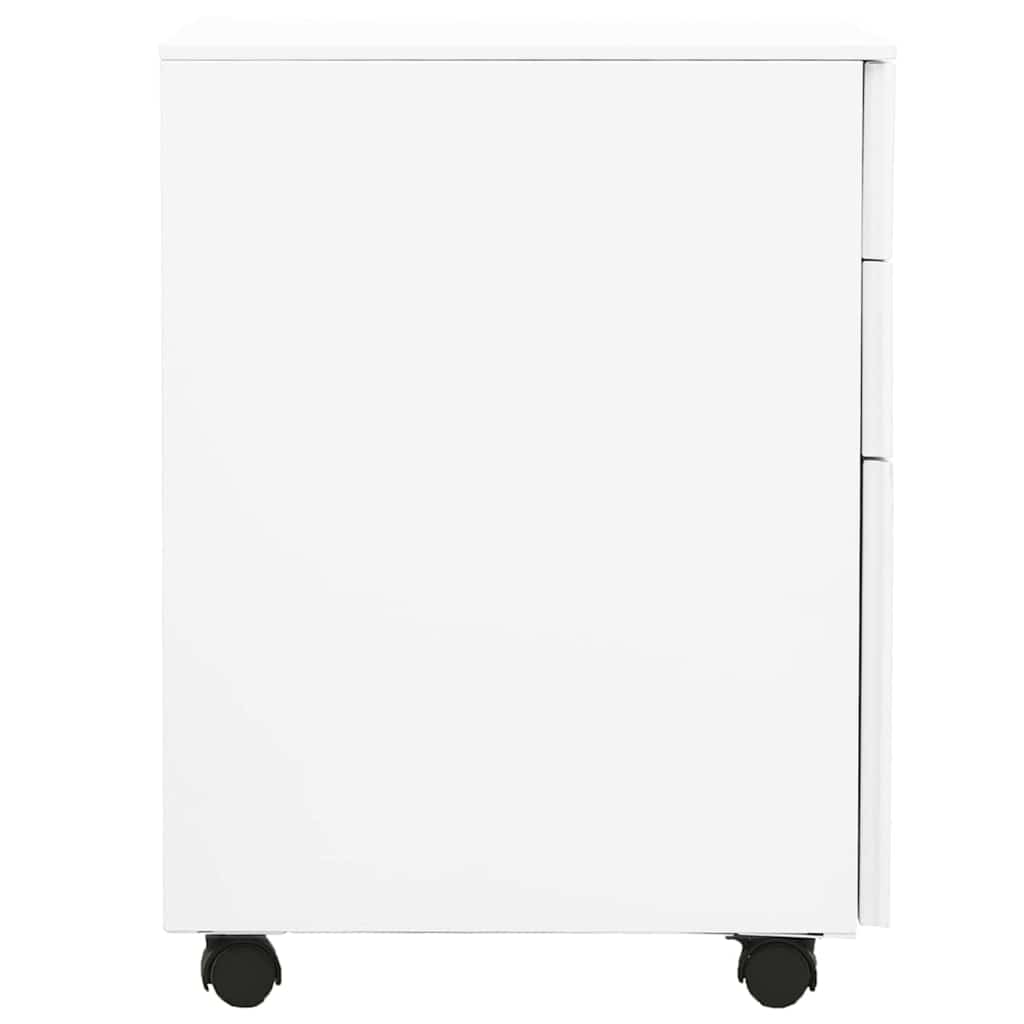Aktenschrank mit Rollen Weiß 39x45x60 cm Stahl