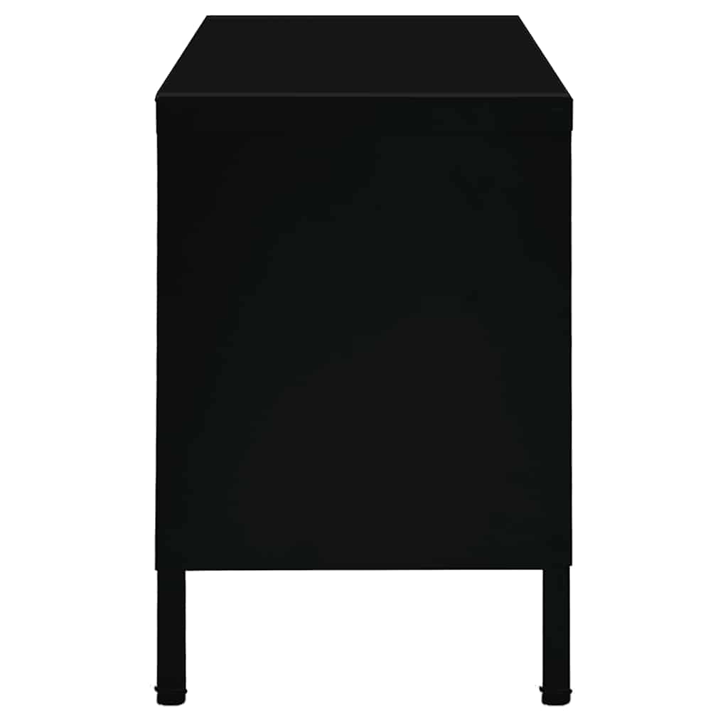 TV-Schrank Schwarz 90x30x44 cm Stahl und Glas