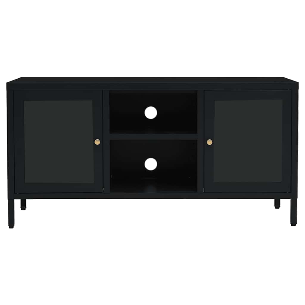 TV-Schrank Schwarz 105x35x52 cm Stahl und Glas
