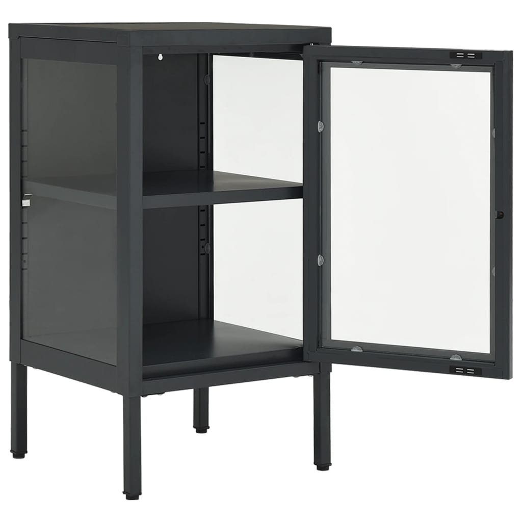 Sideboard Anthrazit 38x35x70 cm Stahl und Glas