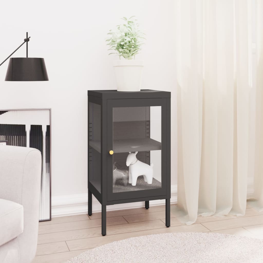 Sideboard Anthrazit 38x35x70 cm Stahl und Glas