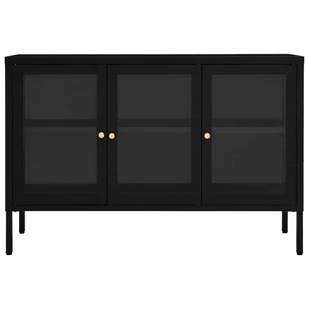 Sideboard Schwarz 70x35x70 cm Stahl und Glas