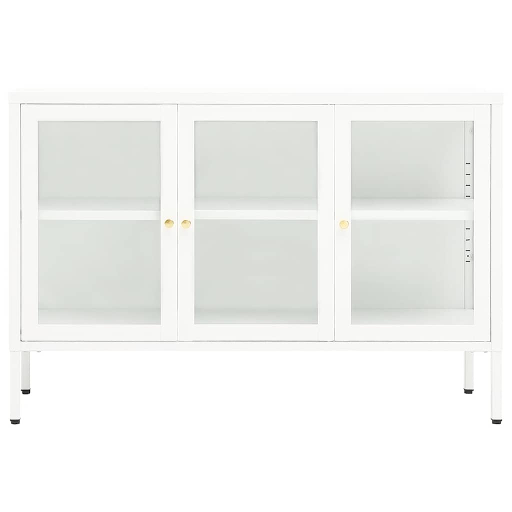 Sideboard Weiß 105x35x70 cm Stahl und Glas