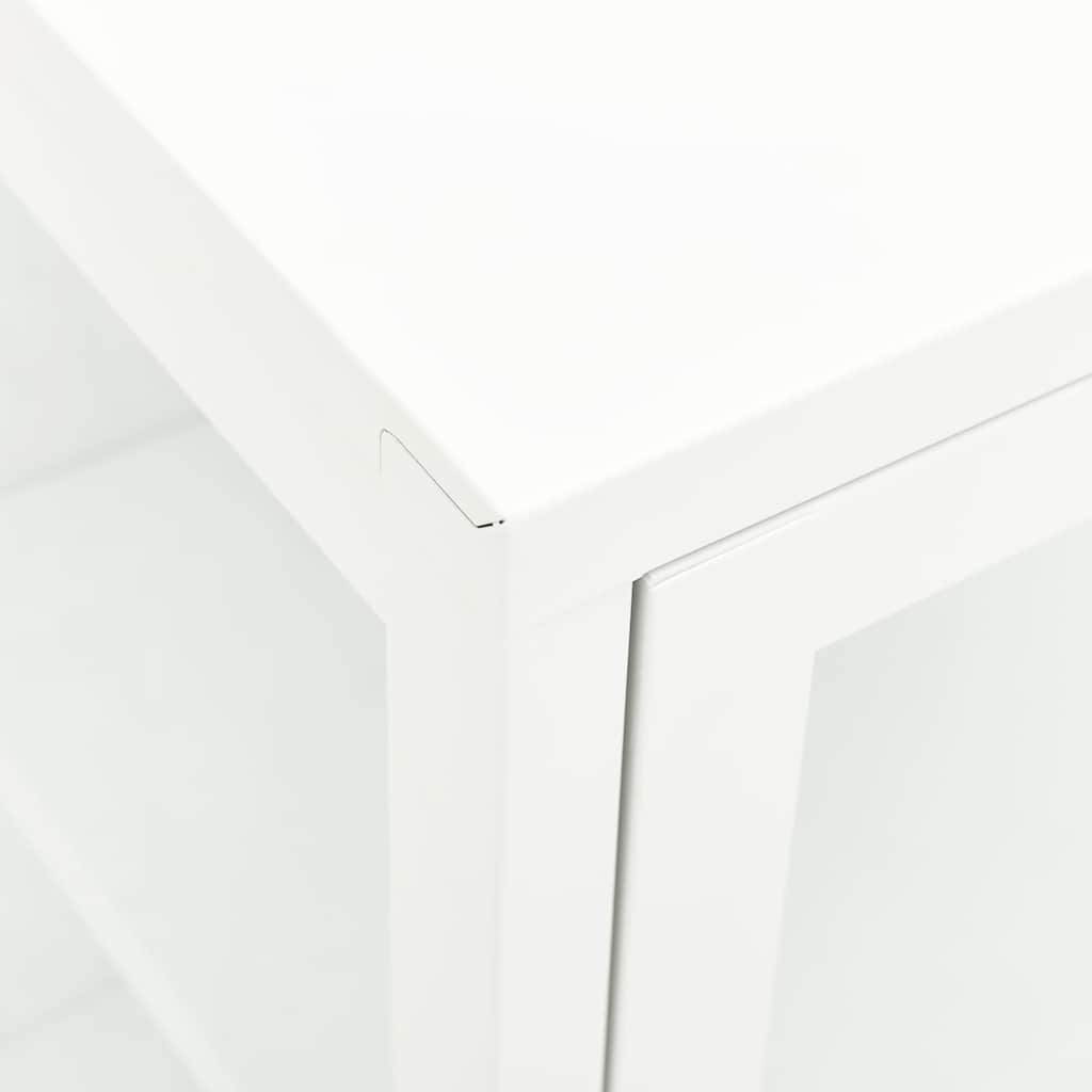 Sideboard Weiß 105x35x70 cm Stahl und Glas