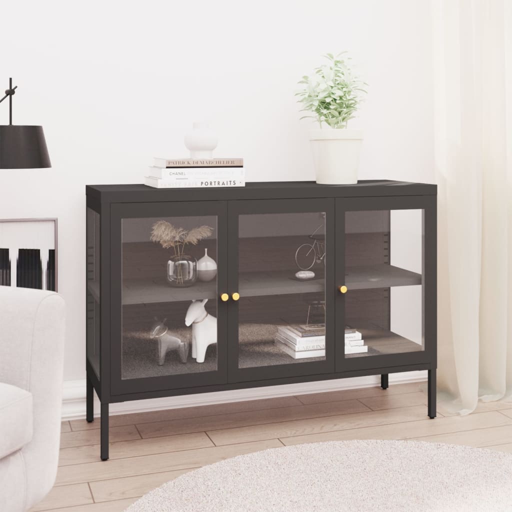 Sideboard Anthrazit 105x35x70 cm Stahl und Glas