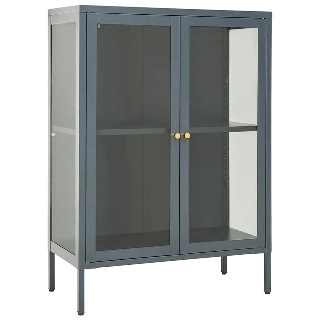 Sideboard Anthrazit 75x35x105 cm Stahl und Glas