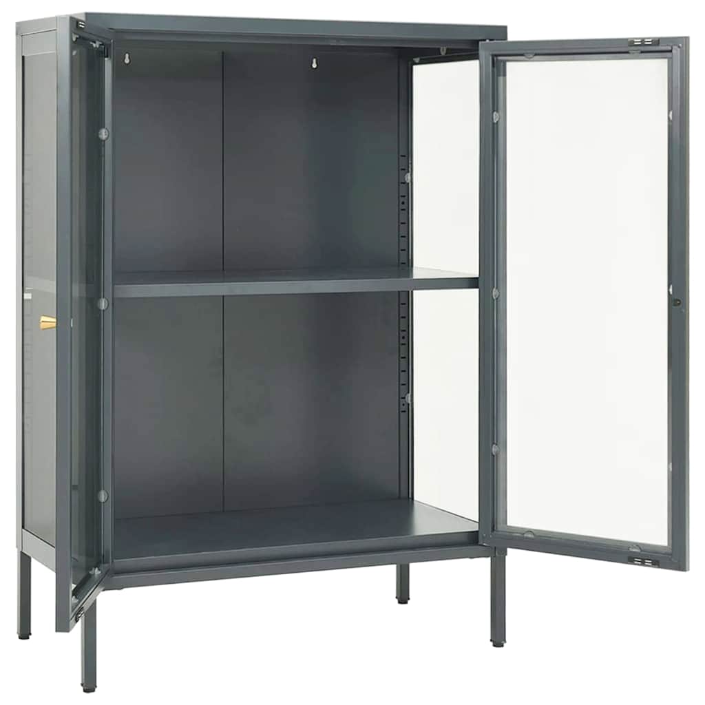 Sideboard Anthrazit 75x35x105 cm Stahl und Glas