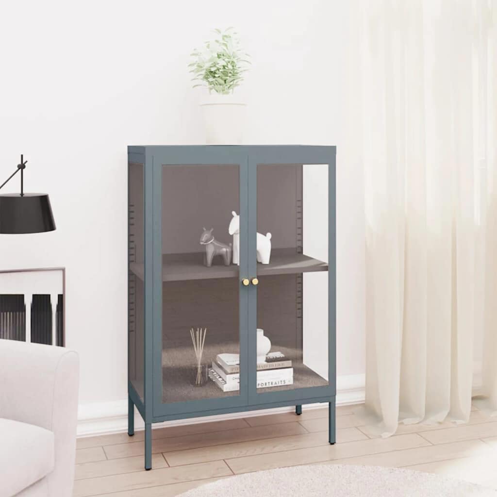 Sideboard Anthrazit 75x35x105 cm Stahl und Glas
