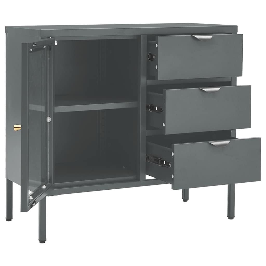 Sideboard Anthrazit 75x35x70 cm Stahl und Hartglas