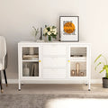 Sideboard Weiß 105x35x70 cm Stahl und Hartglas