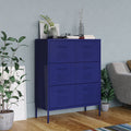 Schubladenschrank Marineblau 80x35x101,5 cm Stahl