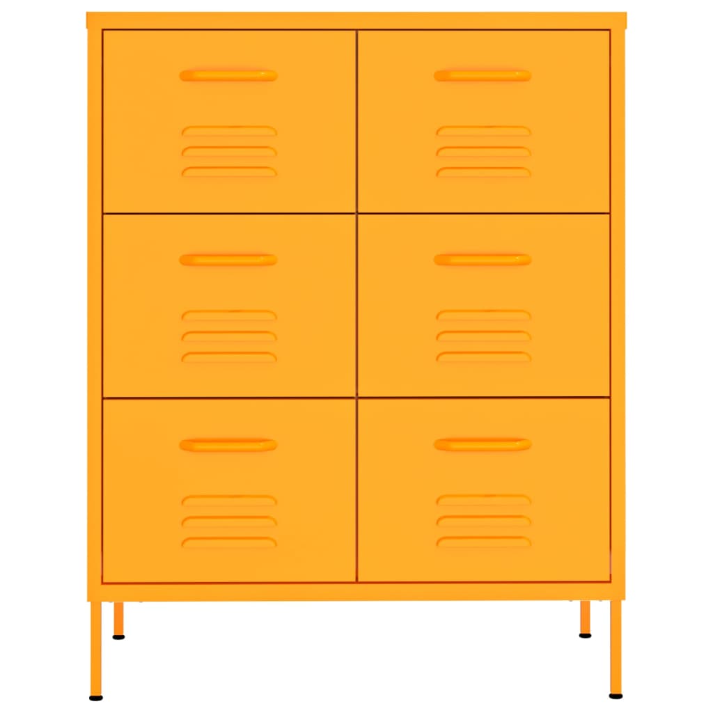 Schubladenschrank Senfgelb 80x35x101,5 cm Stahl