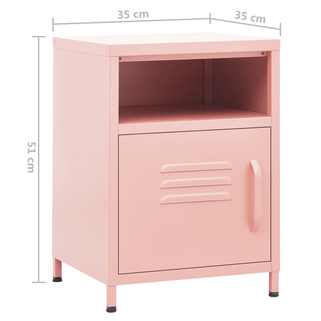 Nachttisch Rosa 35x35x51 cm Stahl