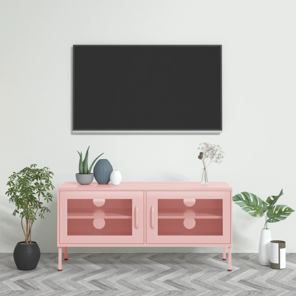 TV-Schrank Rosa 105x35x50 cm Stahl