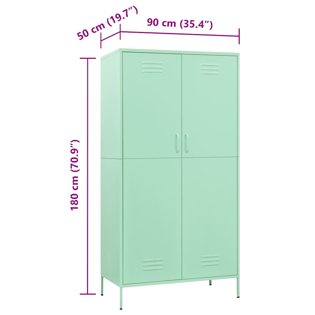 Kleiderschrank Minzgrün 90x50x180 cm Stahl