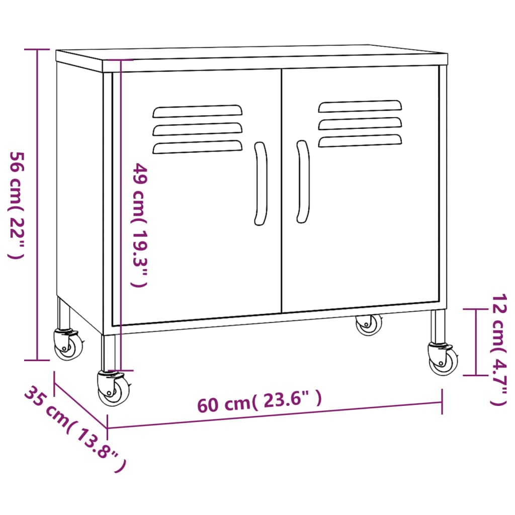 Lagerschrank Rosa 60x35x56 cm Stahl