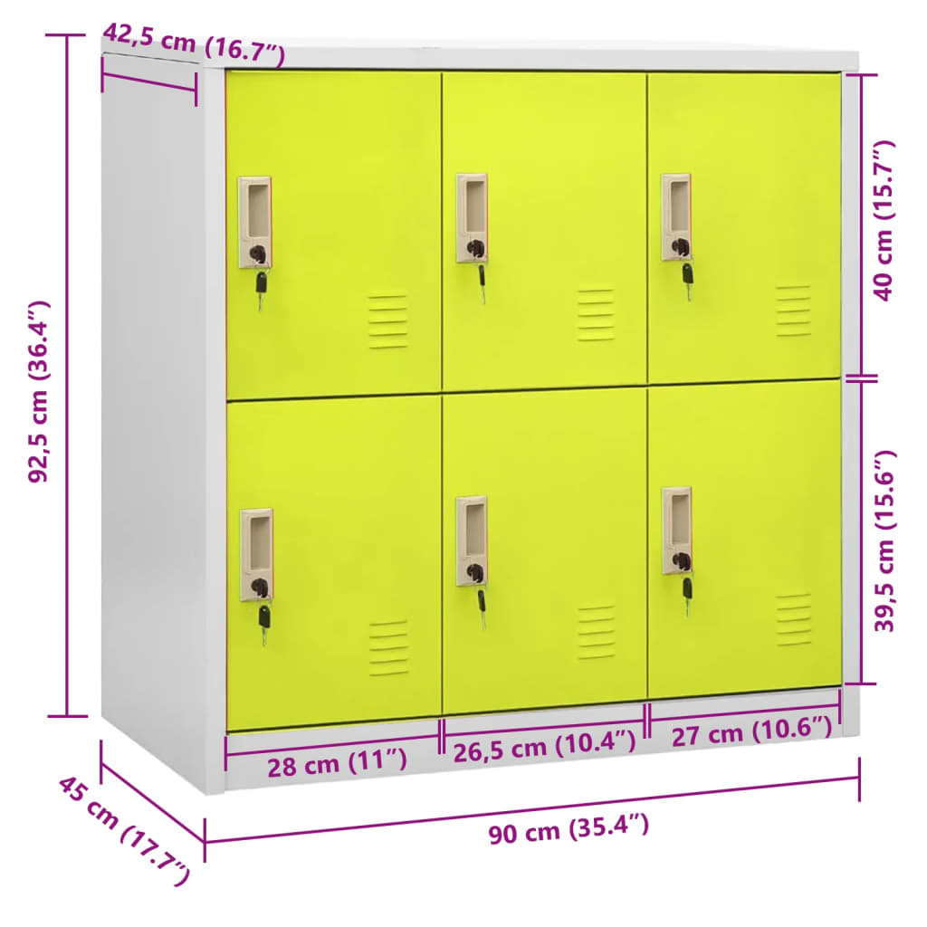 Schließfachschrank Hellgrau und Grün 90x45x92,5 cm Stahl