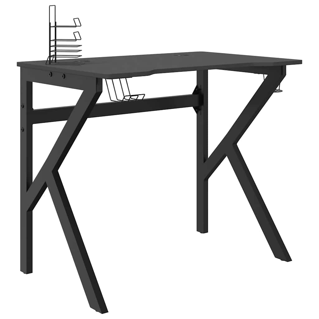 Gaming-Schreibtisch mit K-Gestell Schwarz 90x60x75 cm