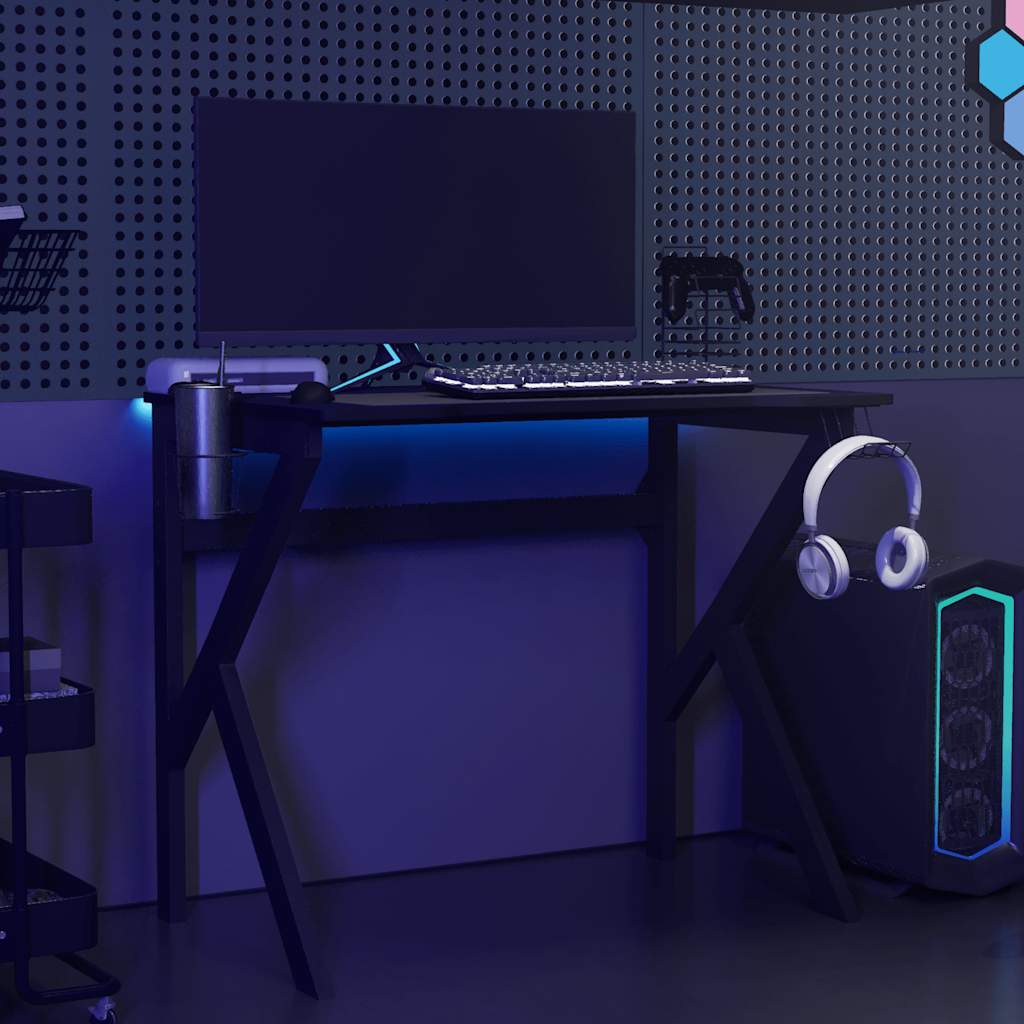 Gaming-Schreibtisch mit K-Gestell Schwarz 90x60x75 cm