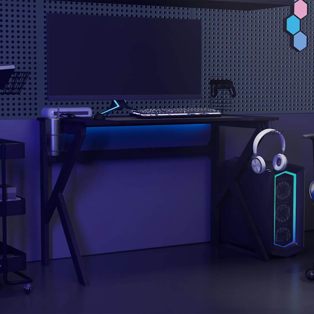 Gaming-Schreibtisch mit K-Gestell Schwarz und Rot 110x60x75 cm
