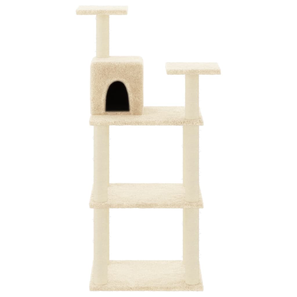 Kratzbaum mit Sisal-Kratzsäulen Creme 118,5 cm