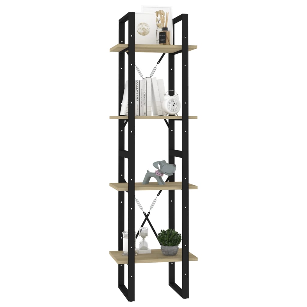 Bücherregal 4 Fächer Sonoma-Eiche 40x30x140 cm Holzwerkstoff