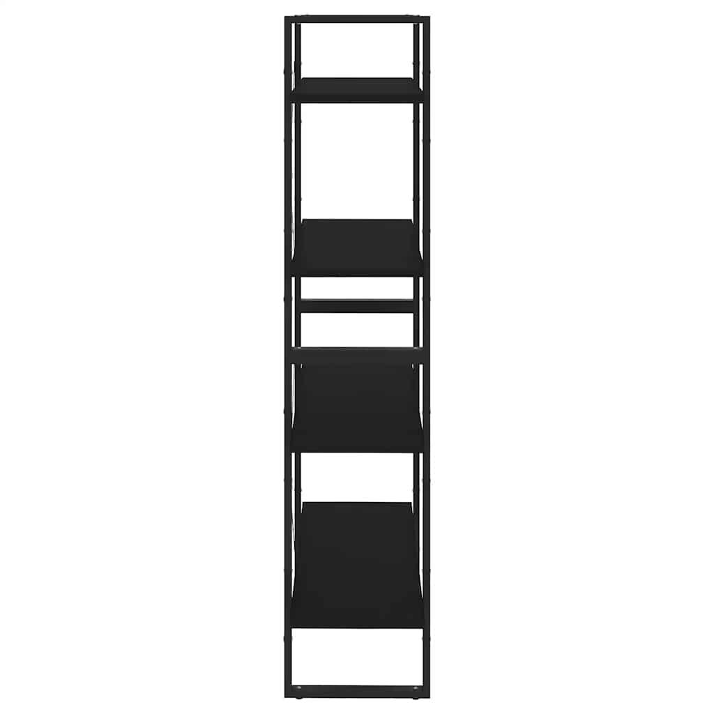 Bücherregal 4 Fächer Schwarz 80x30x140 cm Holzwerkstoff