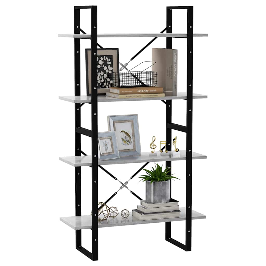 Bücherregal 4 Fächer Betongrau 80x30x140 cm Holzwerkstoff