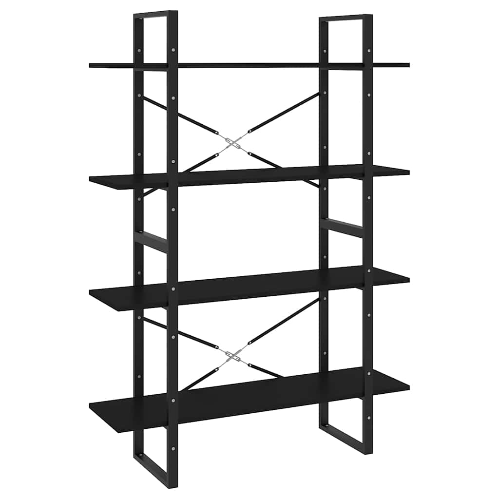 Bücherregal 4 Fächer Schwarz 100x30x140 cm Holzwerkstoff