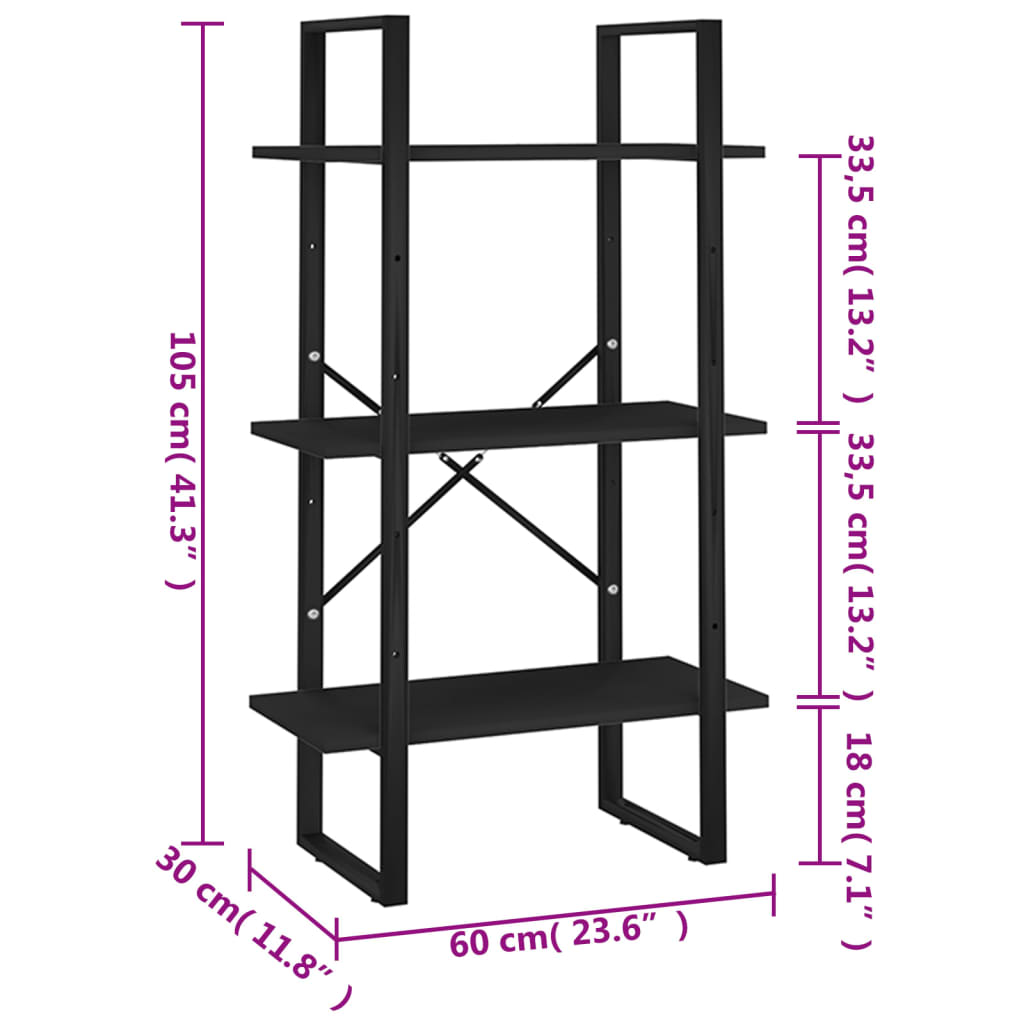 Lagerregal Schwarz 60x30x105 cm Holzwerkstoff