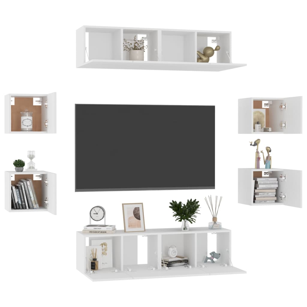 8-tlg. TV-Schrank-Set Weiß Holzwerkstoff