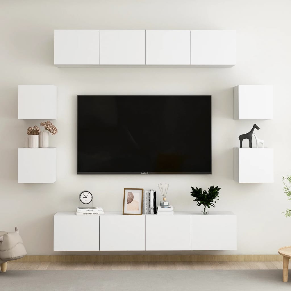 8-tlg. TV-Schrank-Set Weiß Holzwerkstoff