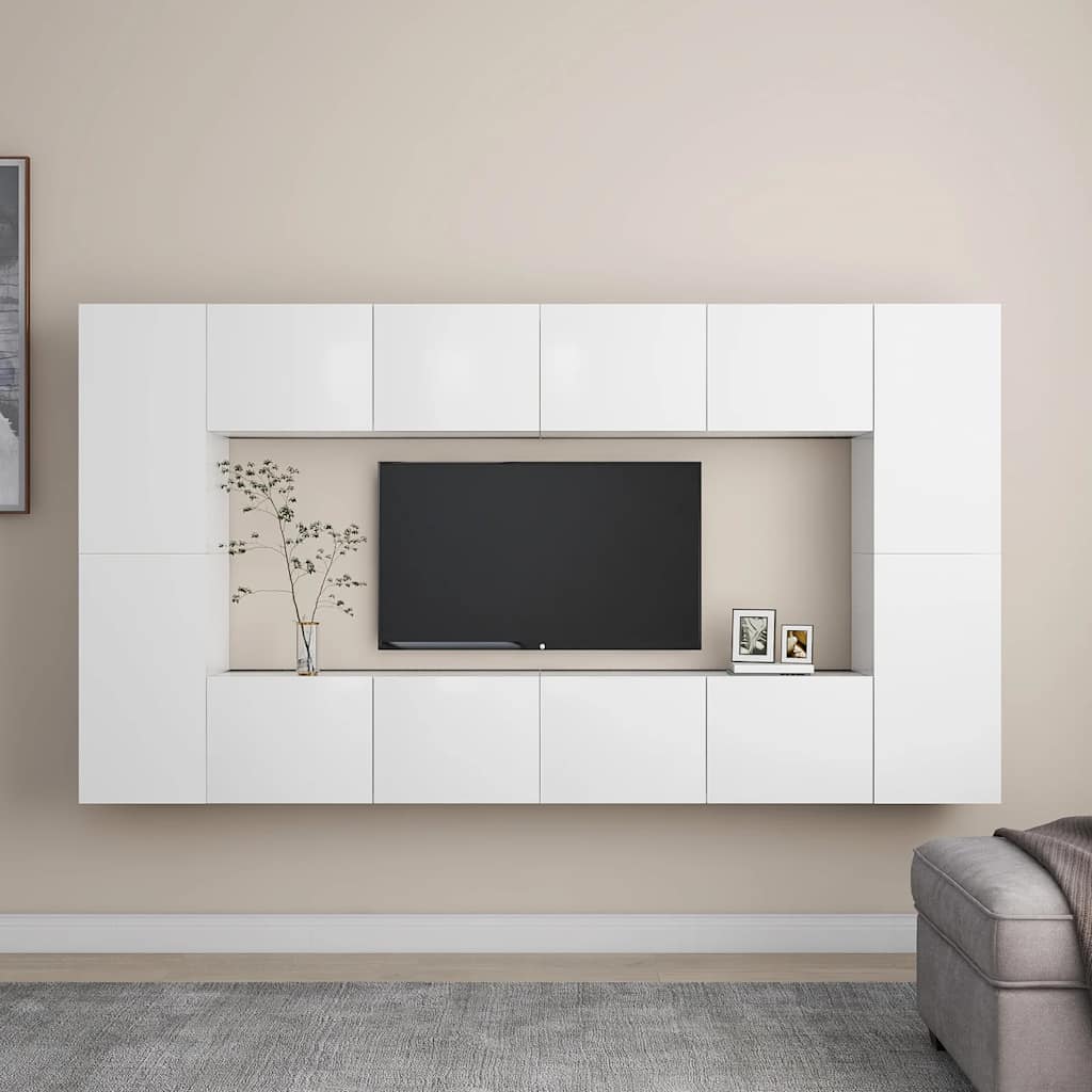 8-tlg. TV-Schrank-Set Weiß Holzwerkstoff