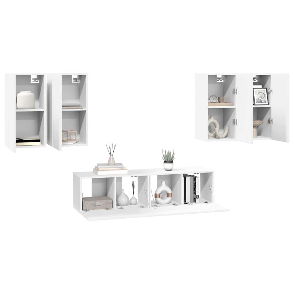 6-tlg. TV-Schrank-Set Weiß Holzwerkstoff