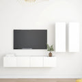 4-tlg. TV-Schrank-Set Weiß Holzwerkstoff