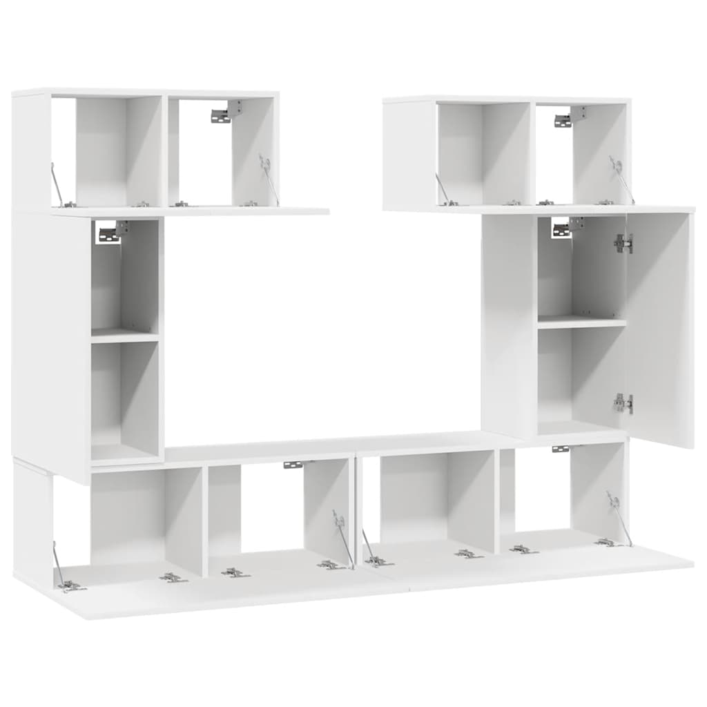 6-tlg. TV-Schrank-Set Weiß Holzwerkstoff