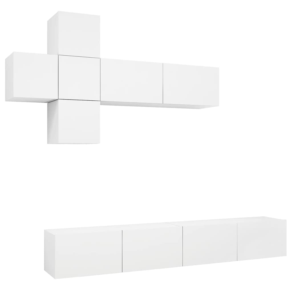 7-tlg. TV-Schrank-Set Weiß Holzwerkstoff