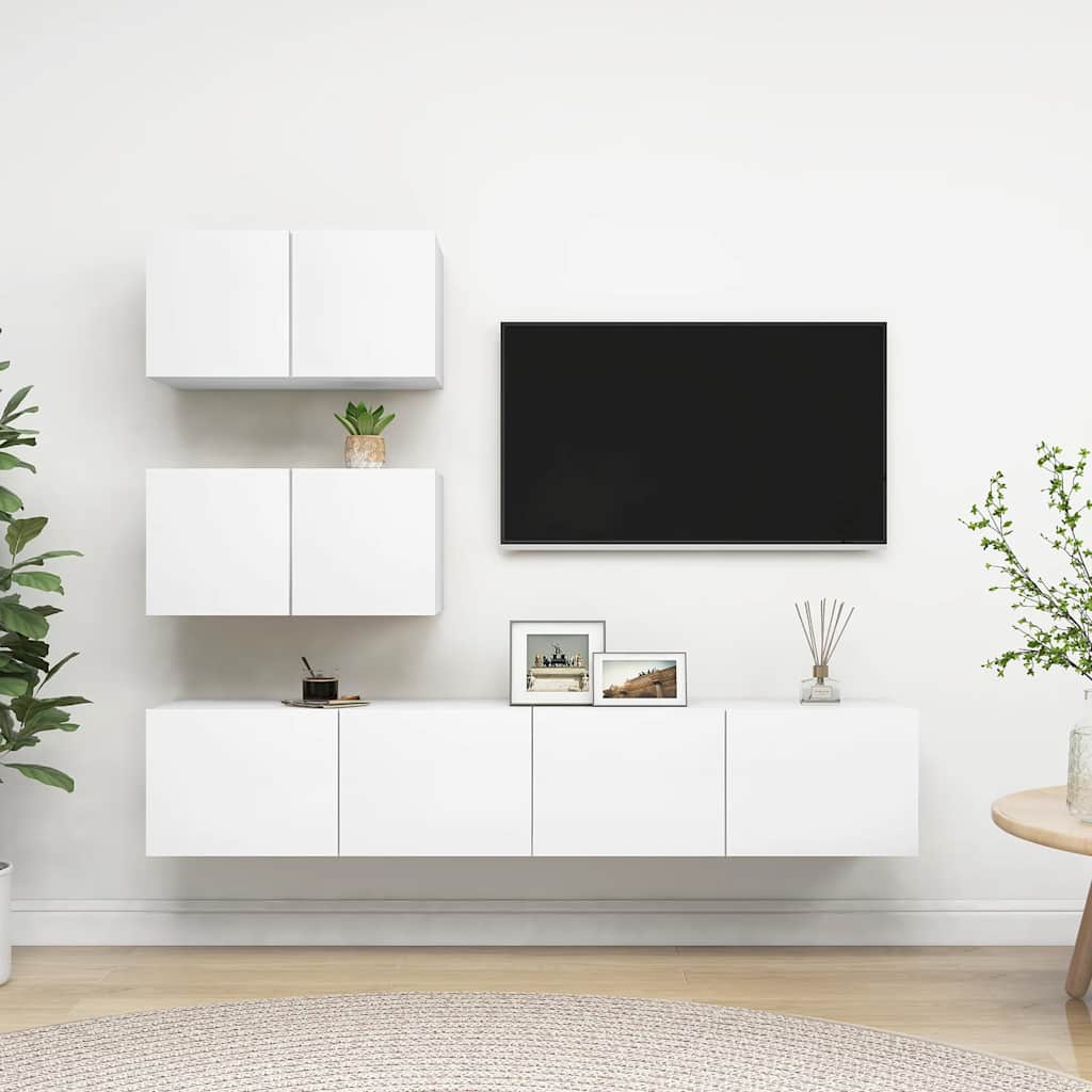 4-tlg. TV-Schrank-Set Weiß Holzwerkstoff