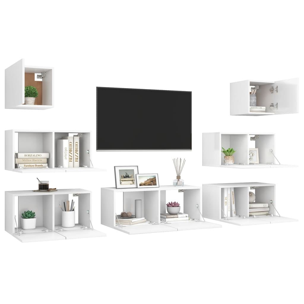 7-tlg. TV-Schrank-Set Weiß Holzwerkstoff