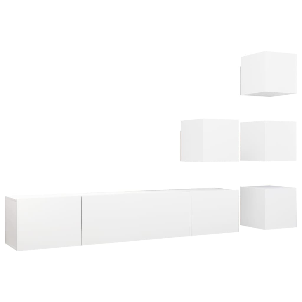 6-tlg. TV-Schrank-Set Weiß Holzwerkstoff