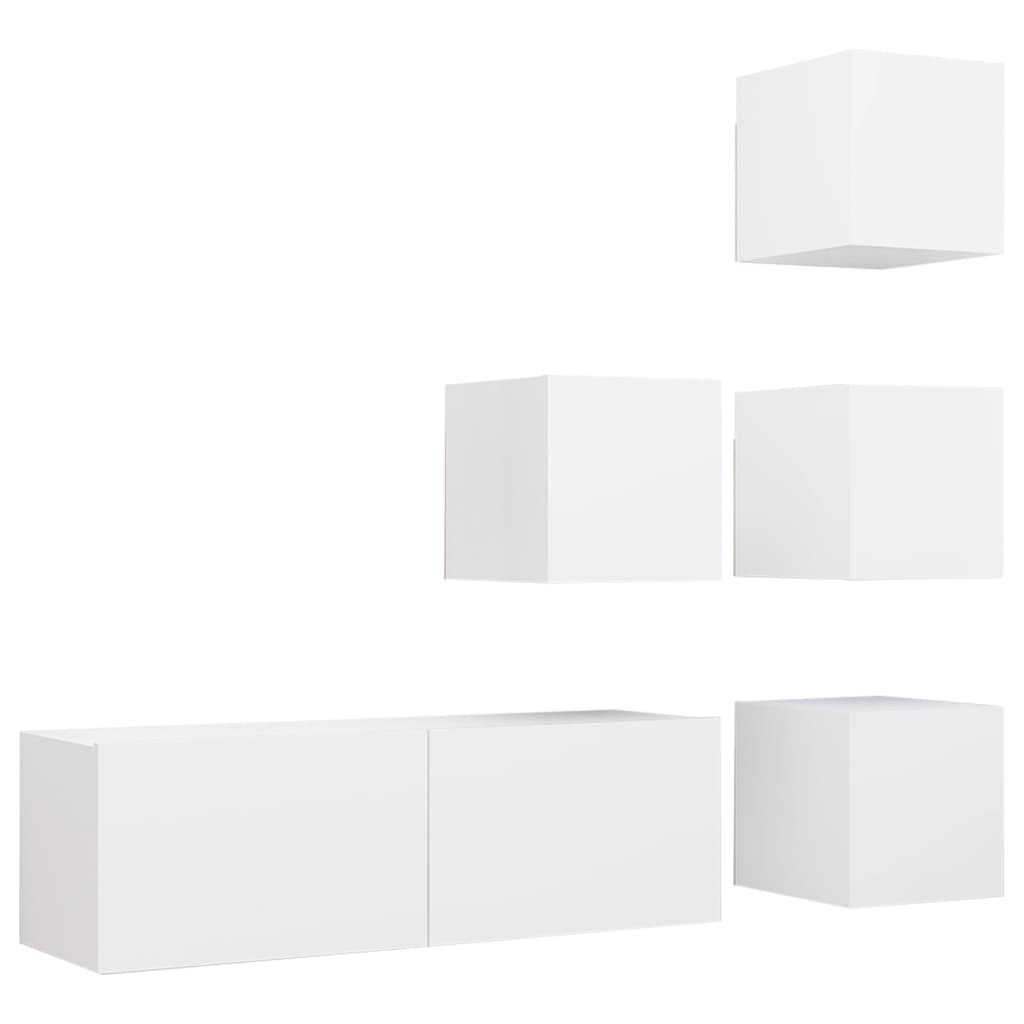 5-tlg. TV-Schrank-Set Weiß Holzwerkstoff