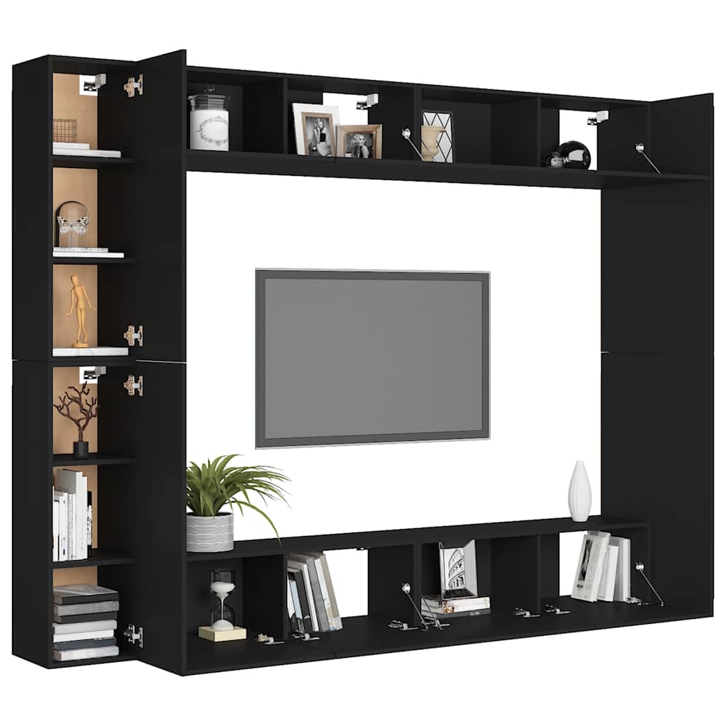 8-tlg. TV-Schrank-Set Schwarz Holzwerkstoff
