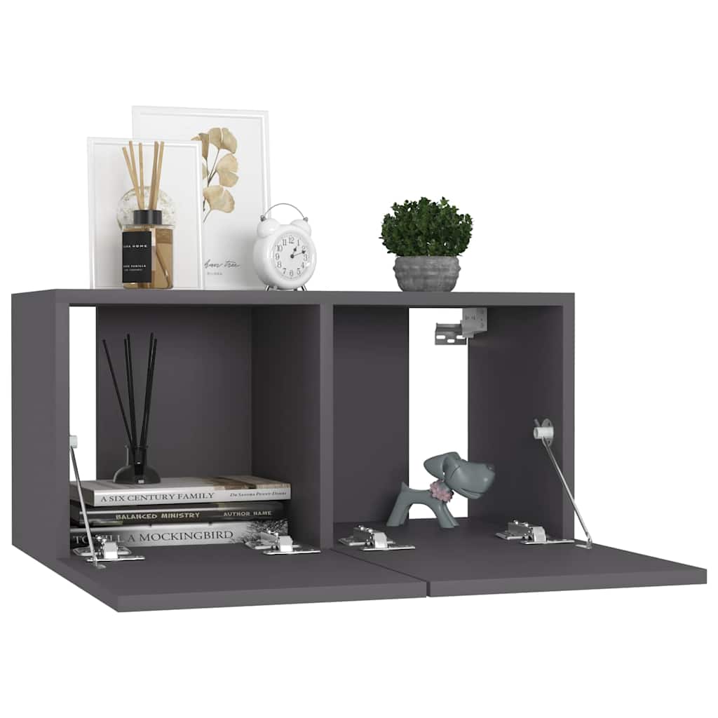 7-tlg. TV-Schrank-Set Grau Holzwerkstoff