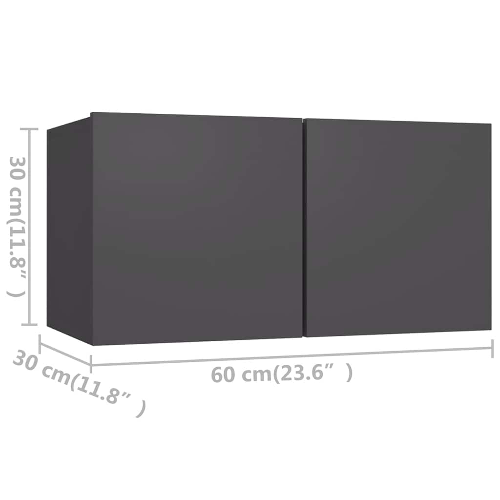 6-tlg. TV-Schrank-Set Grau Holzwerkstoff