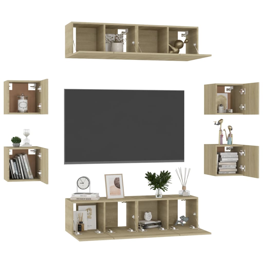 8-tlg. TV-Schrank-Set Sonoma-Eiche Holzwerkstoff