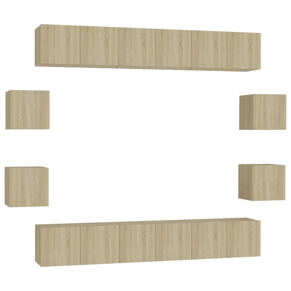10-tlg. TV-Schrank-Set Sonoma-Eiche Holzwerkstoff
