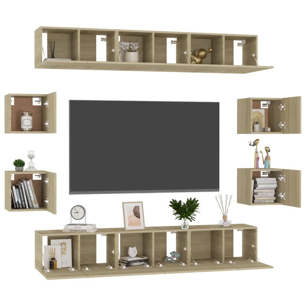 10-tlg. TV-Schrank-Set Sonoma-Eiche Holzwerkstoff