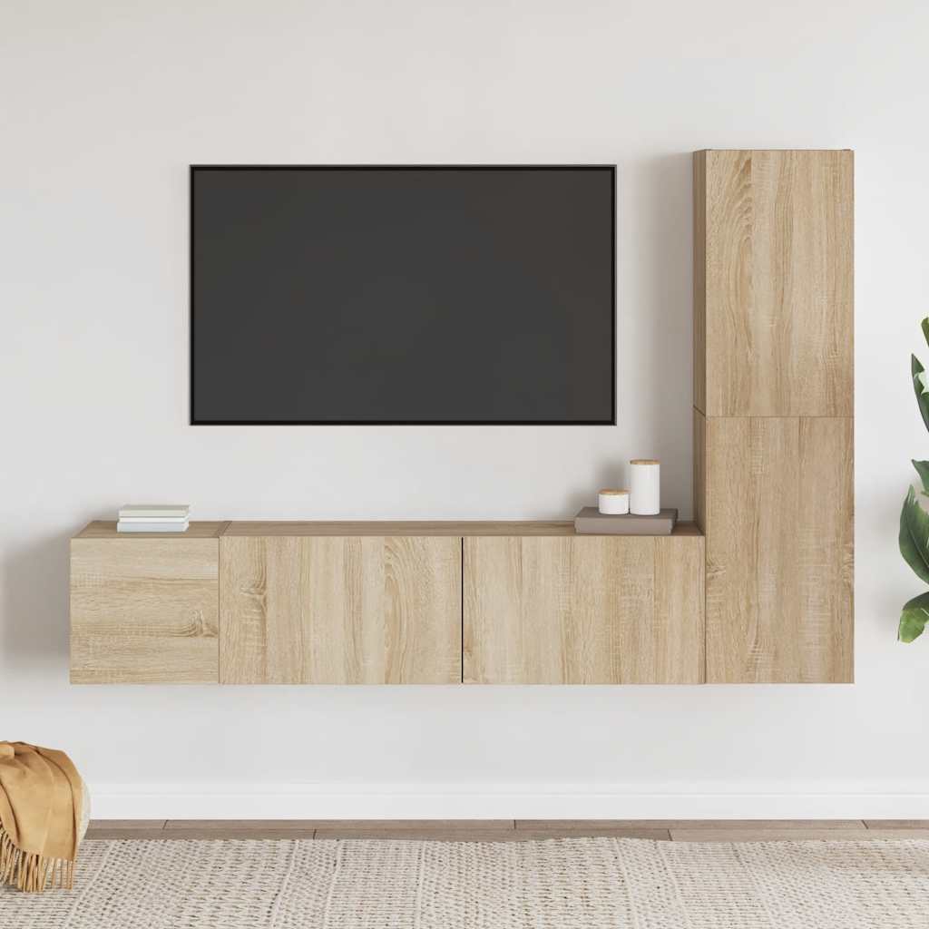 3-tlg. TV-Schrank-Set Sonoma-Eiche Holzwerkstoff