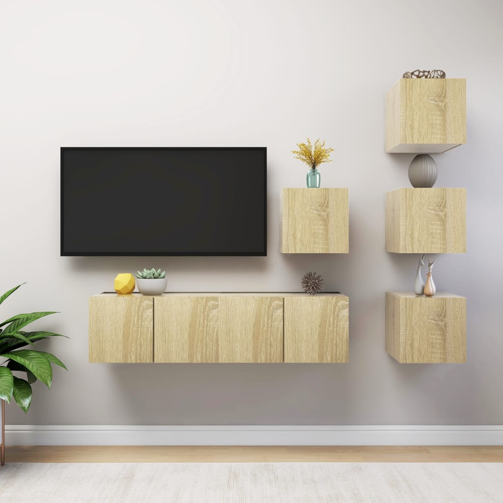 6-tlg. TV-Schrank-Set Sonoma-Eiche Holzwerkstoff