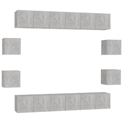 10-tlg. TV-Schrank-Set Betongrau Holzwerkstoff